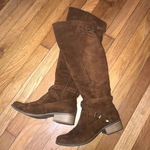 Faux Suede Brown Riding Boots